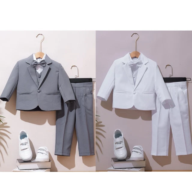 Gilet Blazer Pantaloni Bowtie Formale Bambini 5 Pezzi Camicia Formale Gentleman Gilet