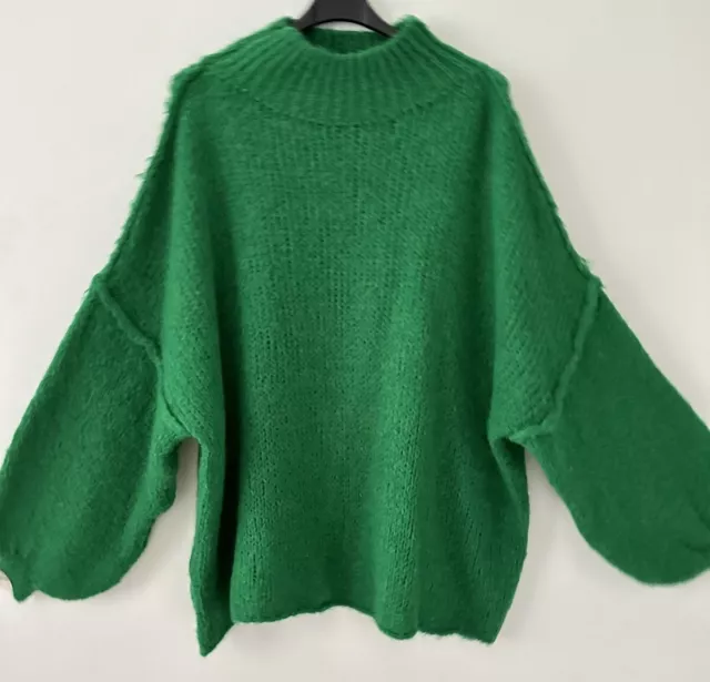 Maglione Made In Italy Lagenlook Oversize Baggy Grossa Maglia Mix Lana Taglia Unica