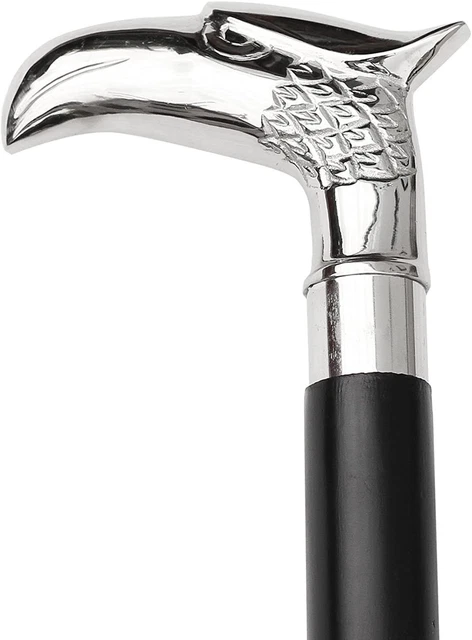 Eagle Walking Stick Silver Head Iron Cane Walking Stick Unisex Daily Use Metal