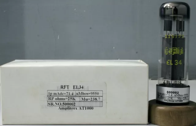 EL34 6CA7 RFT Top O Getter Made in Germany Amplitrex AT1000 Tested