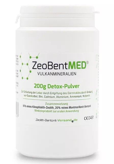 ZeoBent MED 200g Pulver Vulkanmineralien, 80%Zeolith, 20% Bentonit