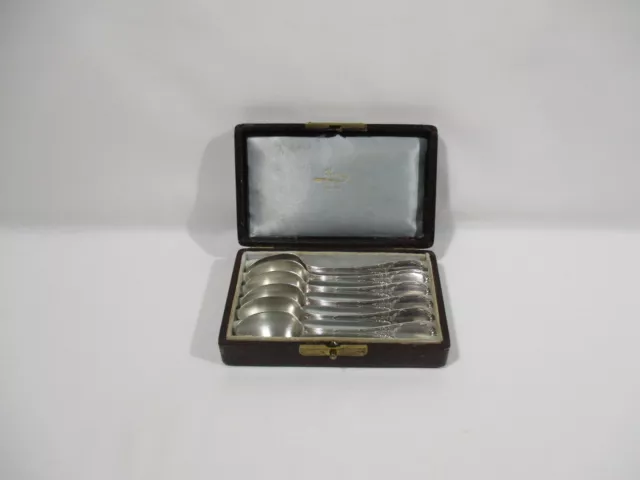 6 Cuilleres A Cafe Style Louis Xvi En Metal Argente Coffret Spoon Silver Plated