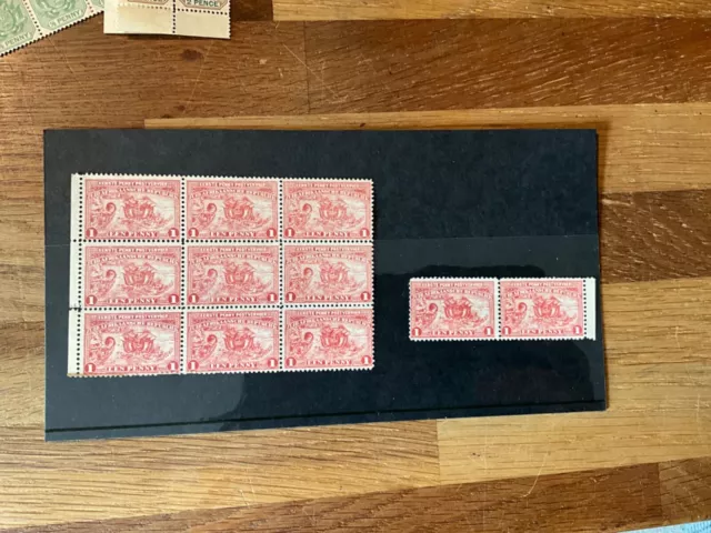 1895 SOUTH AFRICA ONE PENNY STAMP BLOCK OF 9 STAMPS +pair mint Rare w