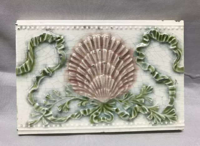 1 Antique ONE Decorative Shell Ceramic Bathroom Tile 4x6 Vintage Old 132-23B 2