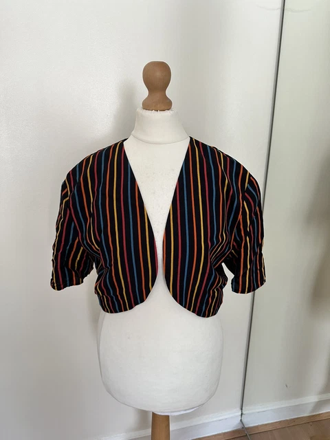 Bolero nero ufficiale donna anni '80 a righe taglia 12