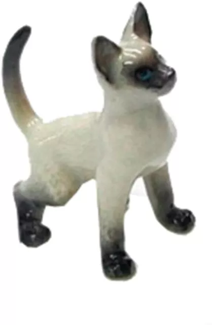 Hand-Painted Miniature Porcelain Siamese Cat Figurine 27076