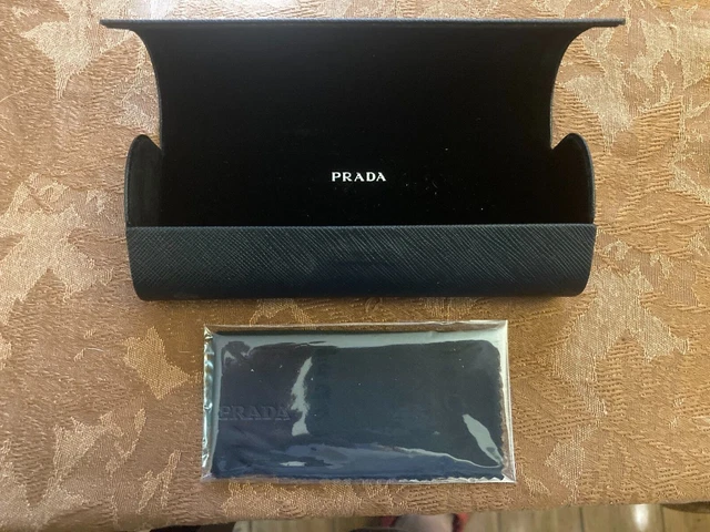 PRADA Eyeglasses hard Case black , Outer box and Cleaning Cloth NEW US SELLER PRADA Eyeglasses hard Case black , Outer box and Cleaning Cloth NEW US SELLER