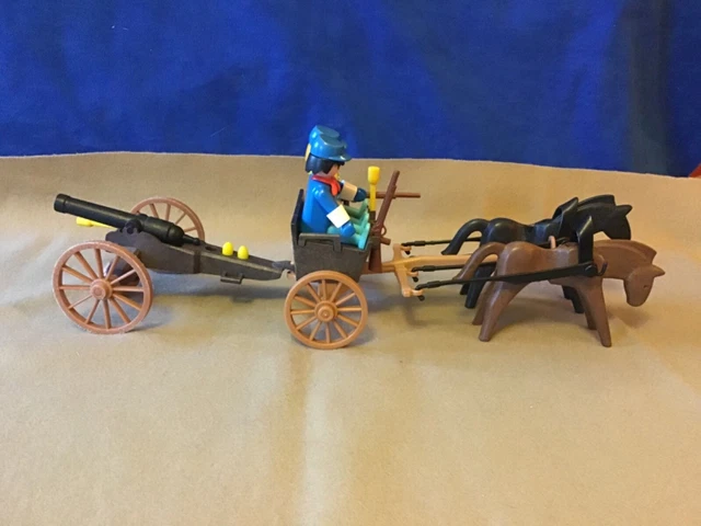 Lot Playmobil Vintage 3785 - Guerre De Sécession Nordistes/sudistes Chariot Fusils 1994