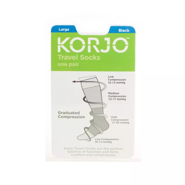 Korjo Travel Socks One Pair Large Black Unisex TSOXL