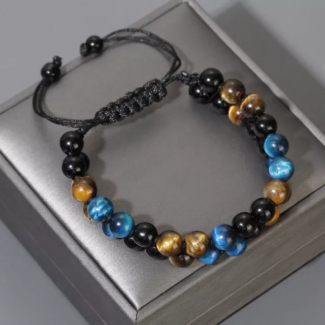Bracelet de perles d'agate en cristal naturel œil de tigre bleu, bijoux de...