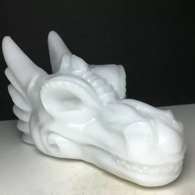 1PC Natural Crystal Specimen ,White Jade. Hand-Carved. Exquisite Dragon Skull