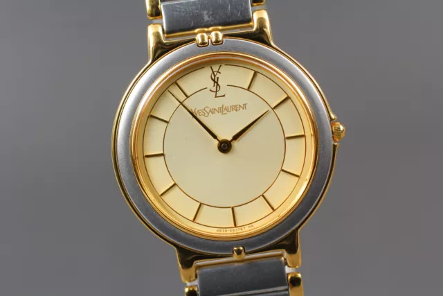 [Near MINT] Yves Saint Laurent 4620-E62267 Gold Unisex Quartz Watch From JAPAN