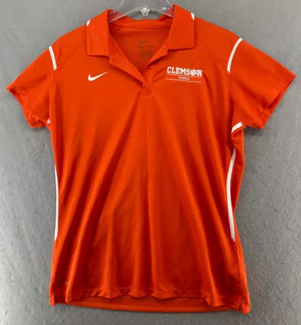 Nike DriFit Womens Polo XL Orange Fitted Rowing Swoosh