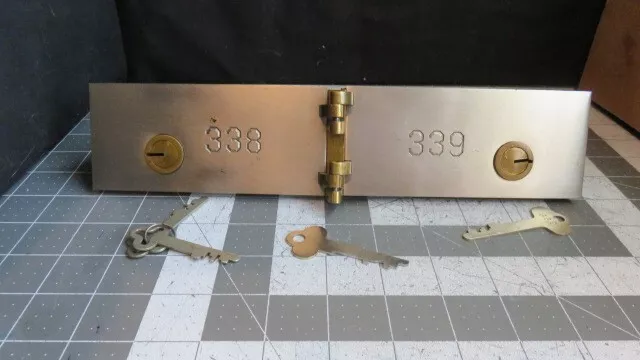 Antique L.L. Bates 1886 Safety Deposit Box Door  3 Op & 1 Guard Key #338 & #339