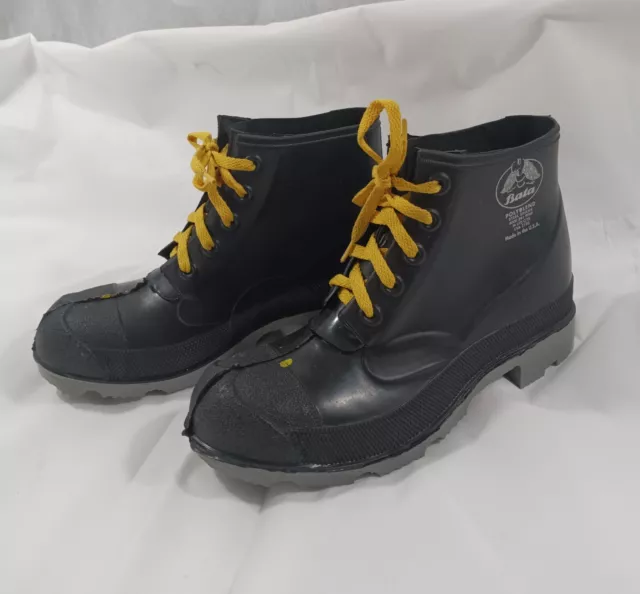 Mens BATA Steel Shank Military Black Ankle Boots Men's Size 7 Women Size 8 EUC