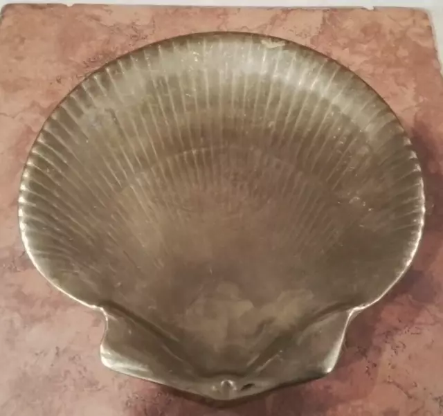 Denmark stamped 8 1/2" heavy seashell brass bowl vintage collectable