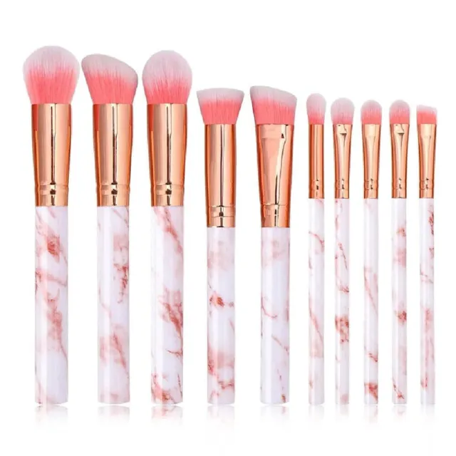 10PCS Pink Kabuki Make up Brush Set Brushes Blusher Face Powder UK