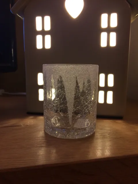 Yankee Candle Christmas Glass Pillar Tea Light Holder