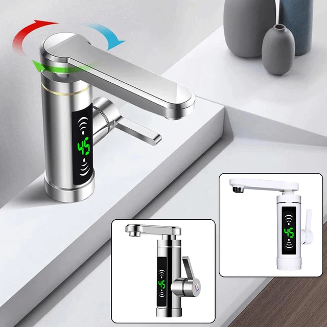 3000W Calentador Eléctrico Continuo LED Grifo Baño/Cocina Grifería Cálida Inmediata