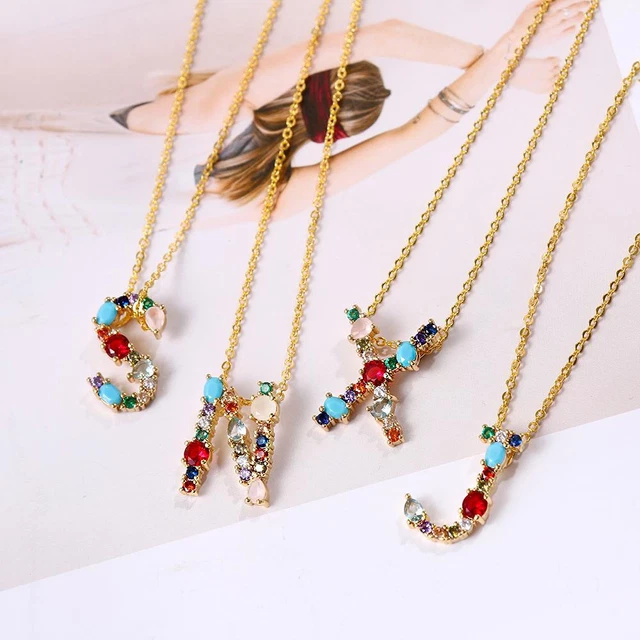 Crystal discount initial necklace