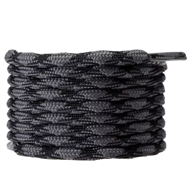 3Pair Wave Gray Black Hiking Work Boot Shoe Laces for 5 6 7 8 eyelets Stay Tied