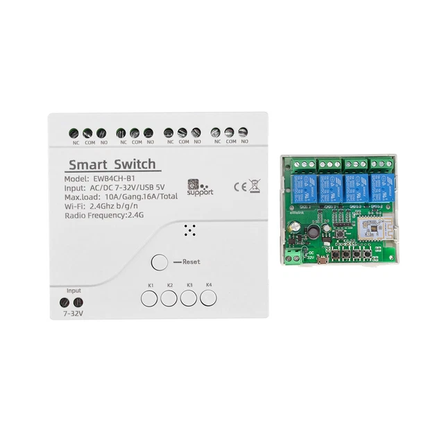 EWeLink  WiFi Bluetooth Switch Relay Module 7-32V on Off Controller 4CH 28843