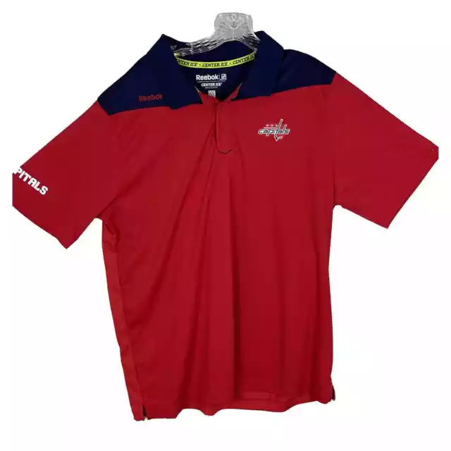 Reebok Center Ice Washington Capitals Polo Shirt Men's XL Red NHL Hockey