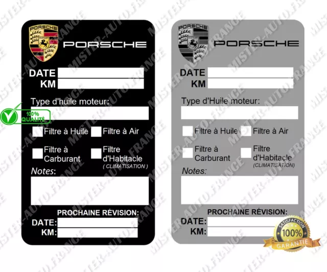 Autocollant Entretien Voiture Porsche Changement Huile Filtre Étiquette Etanche
