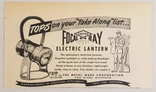 1947 Print Ad Empire Focal Ray Electric Lanterns Metal Ware Two Rivers,WI