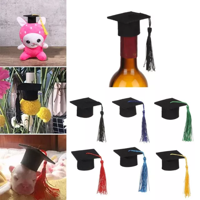 6Pcs Flowers Tassels DIY Doctoral Cap Bachelor Cap Top Hat Mini Graduation Hat