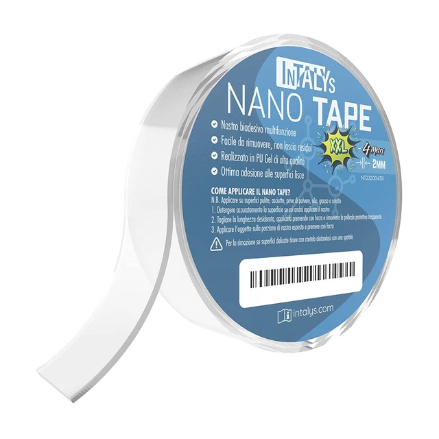 BNCHI Nastro Biadesivo Nano 1m X 3cm X 2mm - Trasparente, Extra Forte, Rimovibile E Riutilizzabile, Per Tappeti E Foto