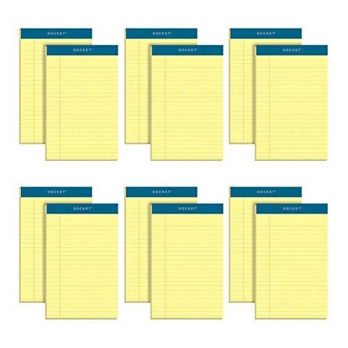 TOPS 5 x 8 Legal Pads 12 Pack Docket Brand Narrow Ruled Yellow Paper 50 Sheet...