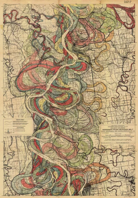 Sheet 8 - 1944 Map Mississippi River Meander Belt Missisippi Harold Fisk Poster