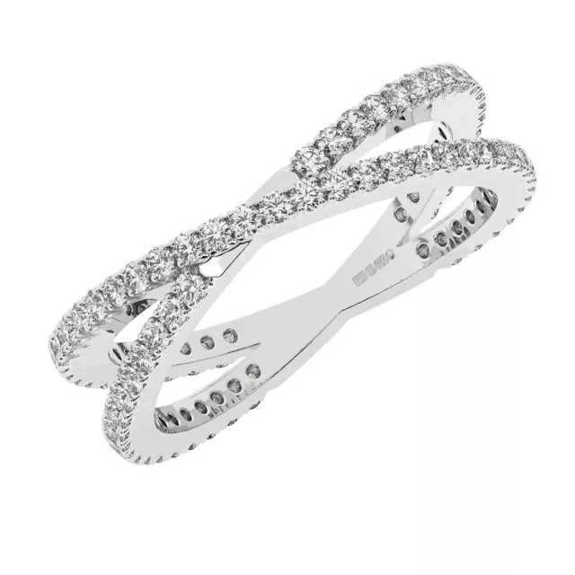 9K White Gold, 0.50CT 100% Natural Round Cut Diamonds Half Eternity Ring