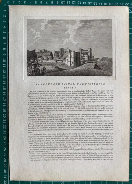 1775 (1787) Antique Print; Kenilworth Castle, Warwickshire after Grose