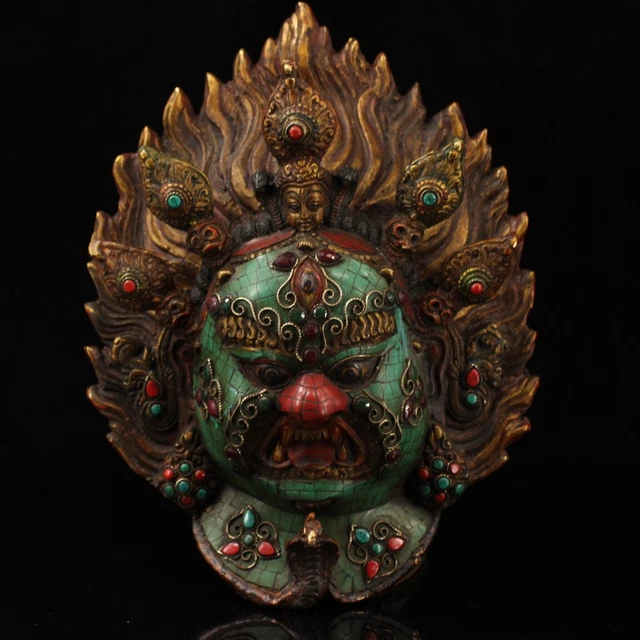 bronze gold Turquoise gem tibetan buddhism mahakala buddha hanging Thangka