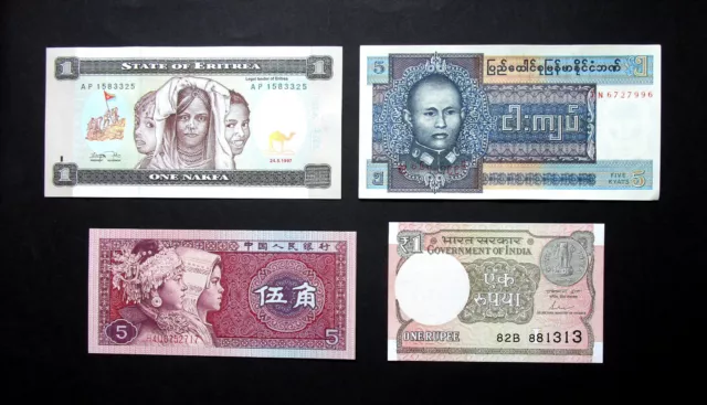 World  Four  Very Collectable All Different Countries   Uncirculated Banknotes