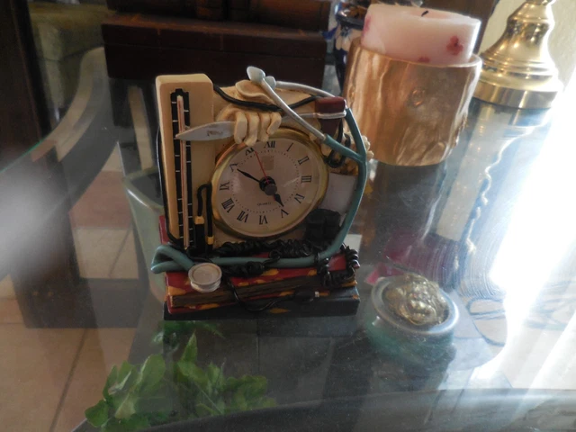 Vanmark Desk Clock Doctor's Masters of Miracles 1998 Porcelain Vintage RARE