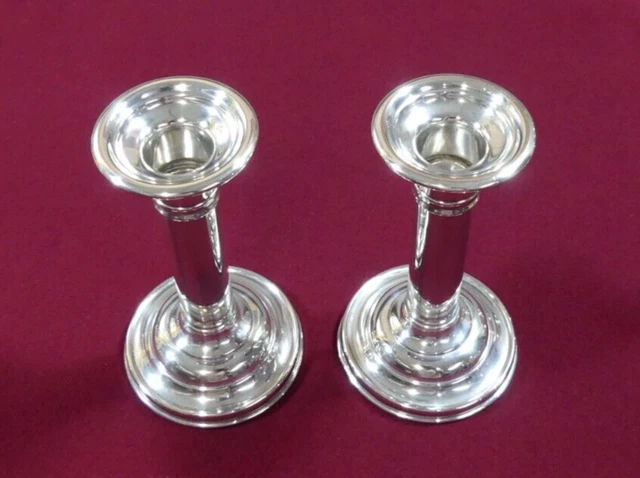 Gorham Sterling Silver Column Style Candlesticks 5 3/4"