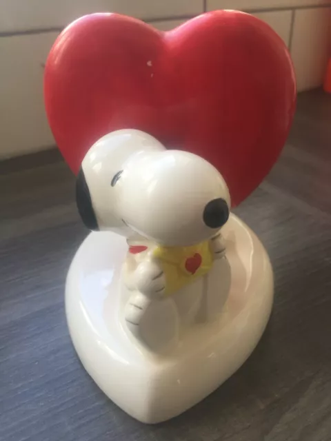 Snoopy Vintage Love Heart Planter Vase Valentine Schulz Japan Peanuts 1966