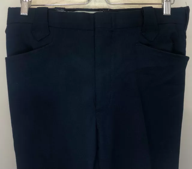 1970s Flared Trousers Bell Bottom Vintage Navy Blue H Bar C Western 32x33 S/M 2