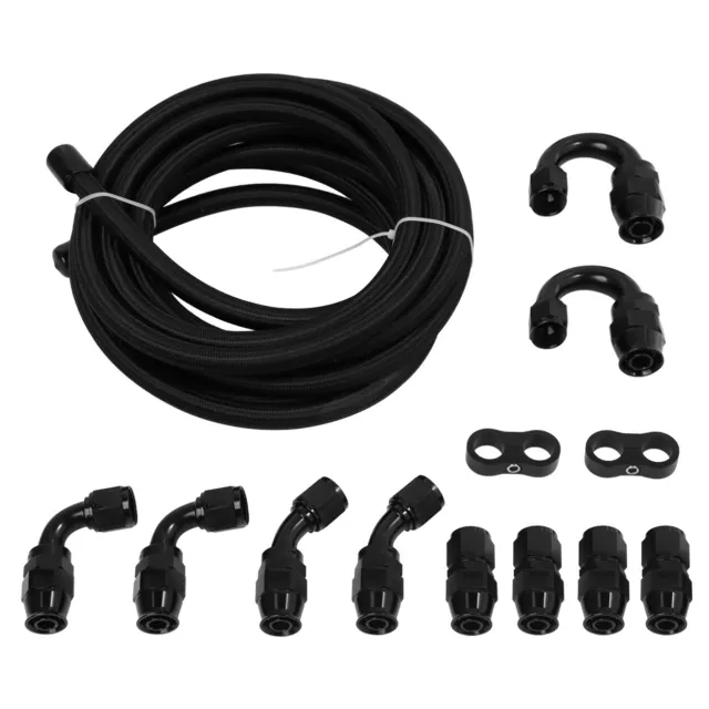 Nylon PTFE Fuel Line Hose Fittings Kit 4AN 6AN 8AN 10AN E85 Braided 10FT 20FT