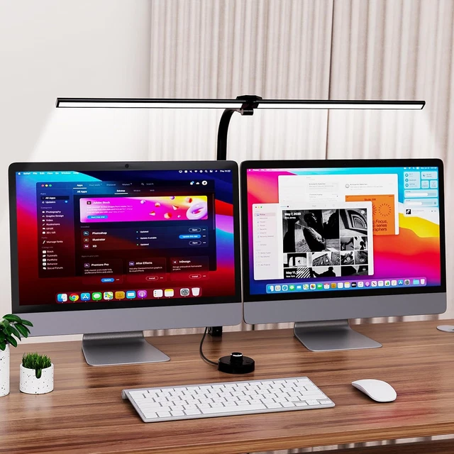 HassoKon Desk Lamp, Dimmable Double Head Architect LED Desk Lamps for Home with