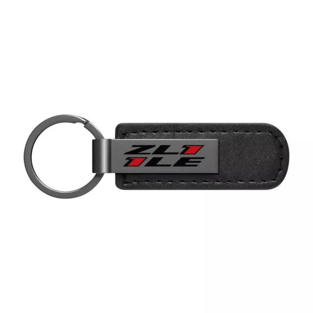 Chevrolet Camaro ZL1-1LE Black Metal Plate Black PU Leather Key Chain