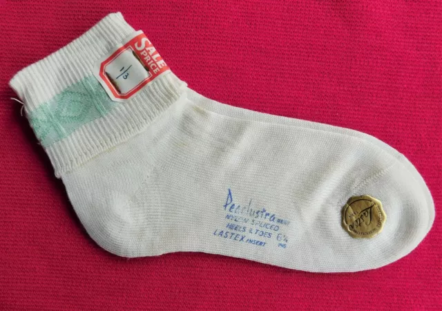 Calzini vintage anni '50 ragazza Pearlustra INUTILIZZATI taglia 6,5" motivo VERDI bambini