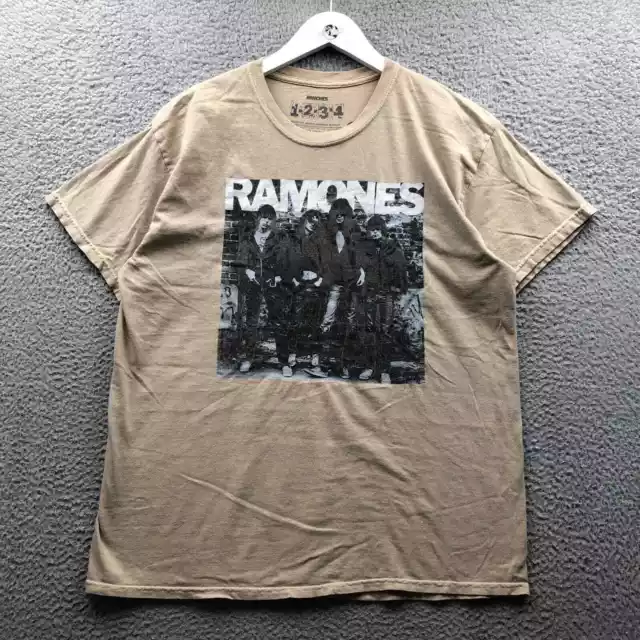 Ramones T-Shirt Men's Medium M Short Sleeve Graphic Crew Neck Brown