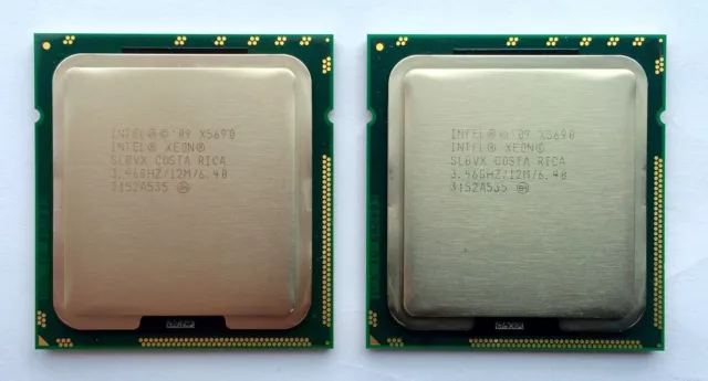 Matched Pair Intel Xeon X5690 3.46GHz 6.4GT/s 12MB 6 Core SLBVX Processors CPU