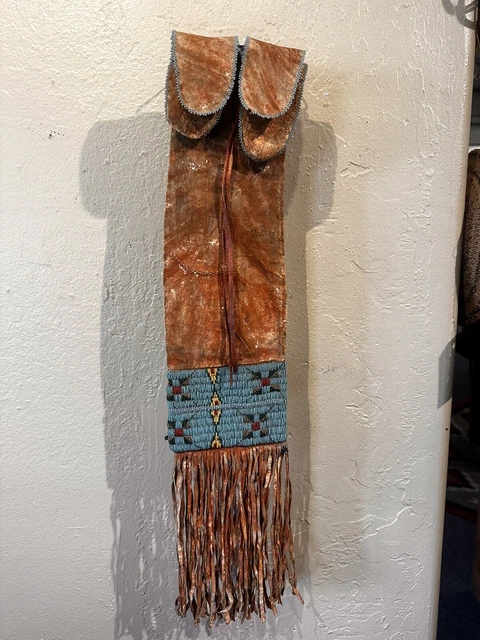 Antique 19c.  OLD Native American Indian Sioux  N. Plains BEADED  Tobacco Bag