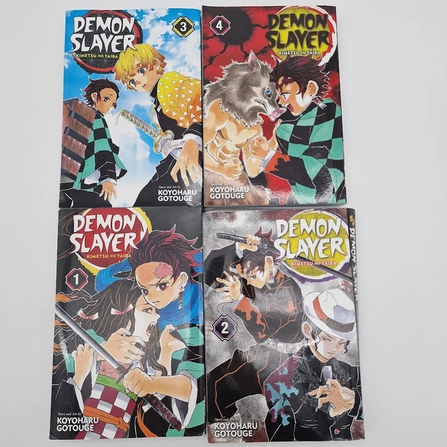 4 DEMON SLAYER Manga books Kimetsu no Yaiba Vol 1 2 3 & 4 Koyoharu