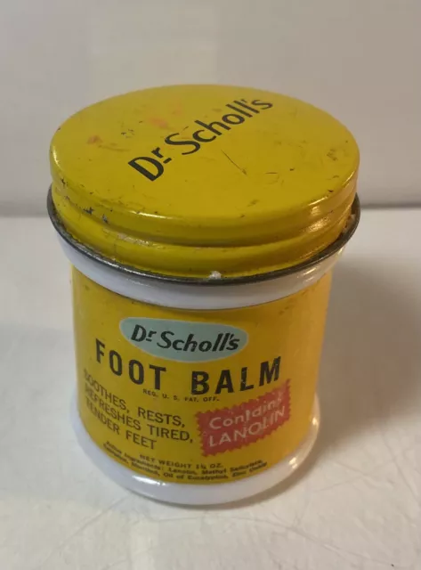 Vintage Dr. Scholls Foot Balm Milk Glass Medicine Advertising Jar